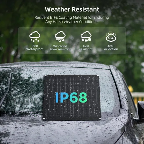 Vista 5 de ZOUPW Cargador de batería solar de 20 W y 12 V, cargador de batería solar con controlador de carga inteligente integrado, impermeable IP68