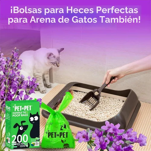 Vista 4 de PET N PET Bolsas de basura para perros perfumadas de lavanda, 200