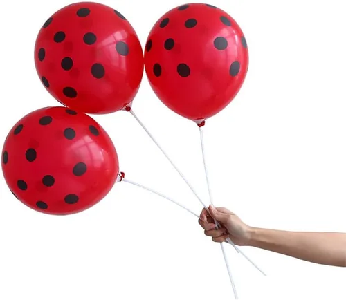 Vista 6 de DELIGHTBOX Globos de látex biodegradables con lunares negros grandes, 11 pulgadas (12 unidades)