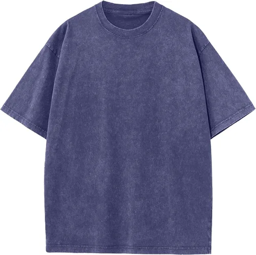 Vista 11 de Camisetas de algodón para hombre, de gran tamaño, unisex, de manga corta, casual, holgada, de lavado, unicolor, básicas A-Negro