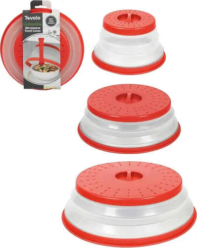 Vista 18 de Tovolo Cubierta para Plato de Microondas Pequeña en Azul Neblina Plegable Ventilada de Silicona Cubierta Antisalpicaduras para Microondas, Apta