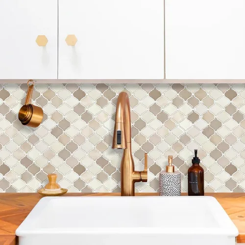 Vista 6 de STICKGOO Arabesque Protector contra Salpicaduras Despegar y Pegar, 12"X12" Azulejo Protector contra Salpicaduras para Cocina Despegar y Pegar