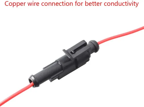 Vista 4 de ESUPPORT 1 Pin Way Auto Impermeable Conector Eléctrico Enchufe Kit con Alambre AWG Calibre Marina Paquete de 10 Auto Sealed Electrical Plugs Male