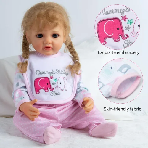 Vista 4 de Ropa de muñeca Reborn Baby Girl Doll Accesorios de ropa de 4 piezas para 20 a 23 pulgadas