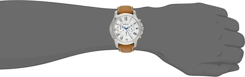 Vista 2 de Fossil FS5060 Grant Reloj de acero inoxidable con banda de cuero marrón para hombre