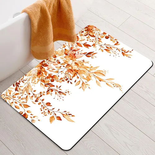 Vista 9 de BBiggood Alfombras de baño salvia, alfombra de baño verde salvia con hojas de eucalipto, se ajusta debajo de la puerta, alfombra de ducha fina