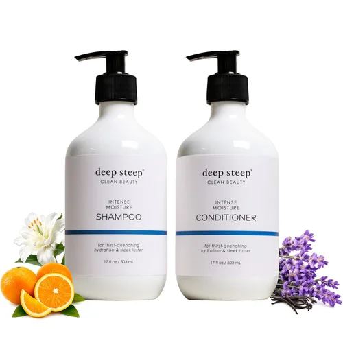 Vista 7 de Deep Steep Curl Defining Shampoo & Conditioner, 17 oz – Champú hidratante con manteca de karité, aloe vera, proteína de arroz, aceite de menta – Sin