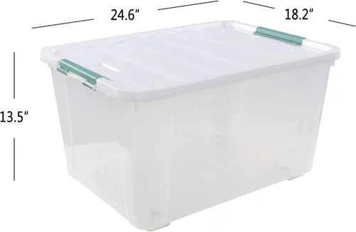 Vista 3 de Contenedores de almacenamiento grandes de 85 cuartos con ruedas/cierres/tapas, caja de plástico transparente