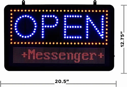 Vista 6 de Alpine Letreros abiertos LED para negocios con control remoto - Letrero abierto iluminado súper brillante, letrero LED fácilmente programable