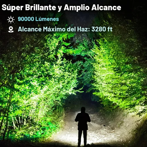 Vista 2 de KINGCAESAR Paquete de 3 linternas recargables de 90,000 lúmenes altos, linterna LED súper brillante con 3 modos de luz, linterna de alta potencia