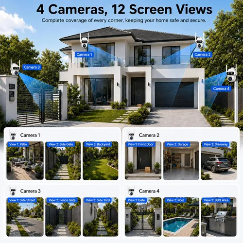 Vista 7 de CAMCAMP Triple-Lens Wireless Security Camera System Outdoor with 12 Views