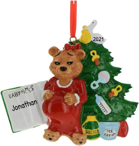 Vista 3 de Adorno personalizado para bebé 2025 – Regalos de embarazo personalizados para futura mamá, adorno de Navidad embarazada 2025, regalos para nuevas