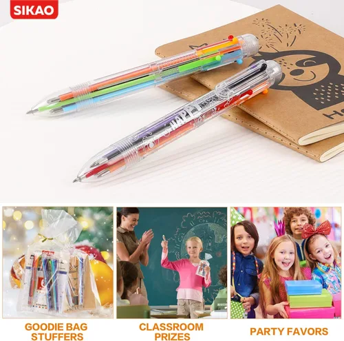 Vista 5 de Bolígrafos multicolores: paquete de 6 bolígrafos divertidos de arcoíris, premios para niños, bolsas de regalo, regalos de Navidad y fiesta