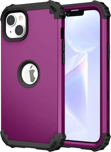 Vista 13 de Ankoe Funda para iPhone 14 Plus, resistente, protección contra caídas, policarbonato duro, silicona suave, combo híbrido de protección contra Negro