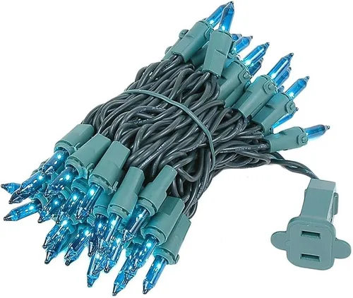 Vista 12 de Novelty Lights 11 pies 50 bombillas Luces mini tradicionales incandescentes, transparentes en cable verde con espaciado de 2.5", grado comercial