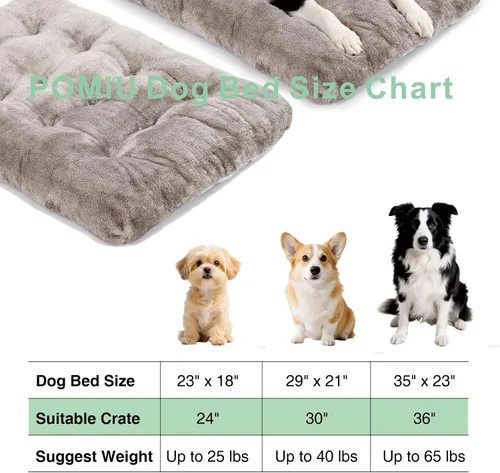 Vista 6 de POMIU Paquete de 2 camas lavables para perros, camas de felpa de lujo con antideslizante, lavable a máquina, tapete para dormir para perros grandes