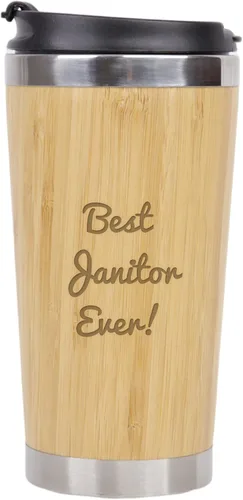 Vista 9 de Best Architect Ever - Vaso de café de bambú de acero inoxidable aislado con tapa, regalos para arquitectos, regalo de arquitecto, regalo