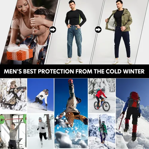 Vista 7 de romision Thermal Underwear for Men Long Johns Fleece Lined Hunting Gear Bottom Top Set Base Layer for Cold Weather XS-4XL