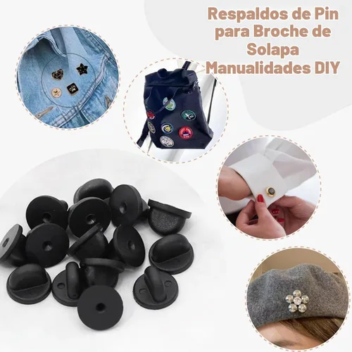 Vista 2 de Lapel Pin Backs, Safety Backs for Brooch Tie Hat Badge Insignia Negro