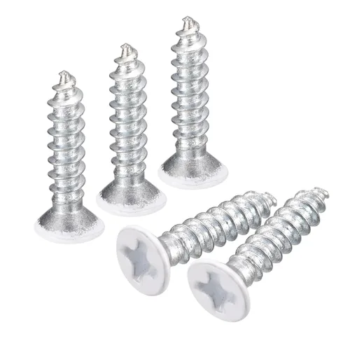 Vista 27 de uxcell Tornillos blancos ST2x4mm Tornillos autorroscantes, 100 tornillos Phillips de cabeza plana para madera para carpintería