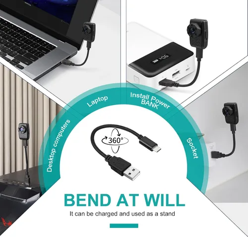 Vista 6 de Mini cámara inalámbrica HD pequeñas cámaras de vigilancia WiFi con detección de movimiento, clip trasero, grabadora de video portátil, cámara
