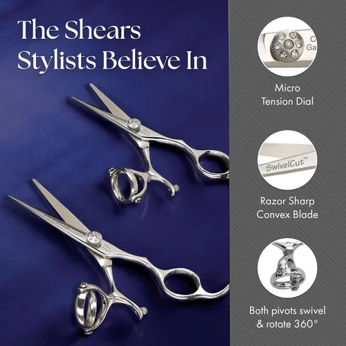 Vista 10 de Olivia Garden SwivelCut - Tijeras de peluquería profesionales para zurdos