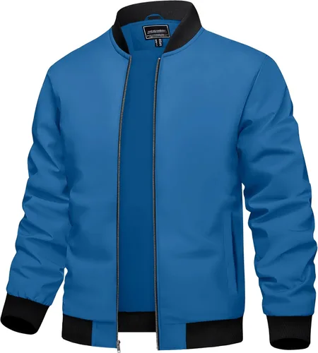 Vista 7 de TACVASEN Chaqueta Ligera para Hombre Chaqueta Bomber de Primavera Otoño Rompevientos Abrigos Casuales Elegantes con Bolsillos