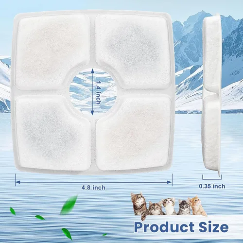 Vista 3 de Repuesto de filtro de fuente de agua para gatos, paquete de 8 filtros de fuente para gatos compatibles con dispensador de agua automático cuadrado