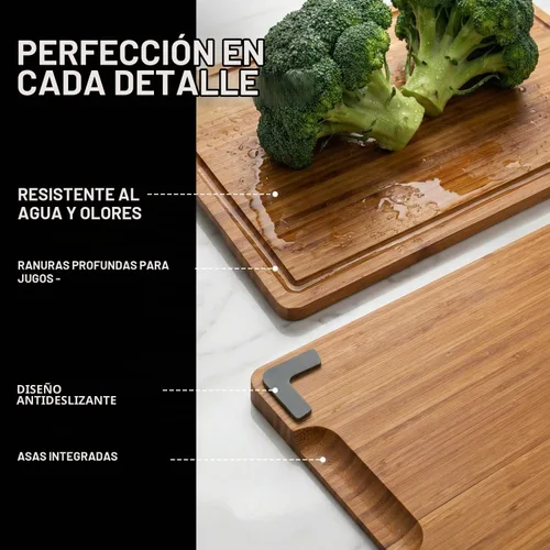 Vista 7 de Juego de 3 tablas de cortar de bambú no tóxicas para cocina con pies antideslizantes Safe Wood Cutting Boards Solid Wooden Chopping Board Butcher