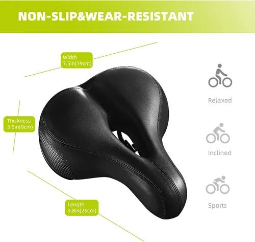 Vista 3 de Asiento de bicicleta, asiento de bicicleta más cómodo, doble absorción de golpes, espuma viscoelástica, impermeable, silla de montar de bicicleta