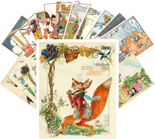 Vista 16 de Postales vintage 24 unids oriental y medieval cuentos caballero princesse Vintage libro ilustración