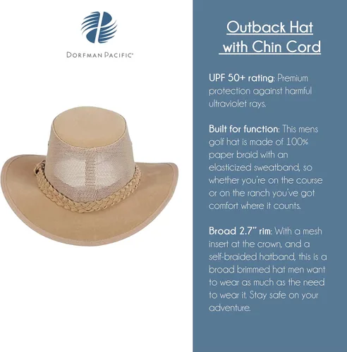 Vista 2 de Dorfman Pacific Co. sombrero absorbente con lados de malla para hombre, LXL, Natural