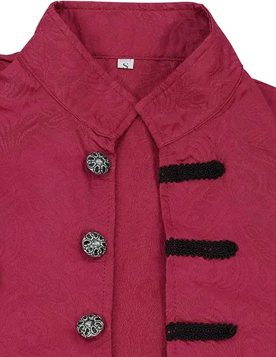 Vista 4 de WISHU Abrigo vintage steampunk para niños, disfraz de Halloween, pirata medieval, gótico, renacentista, chaqueta victoriana para niños