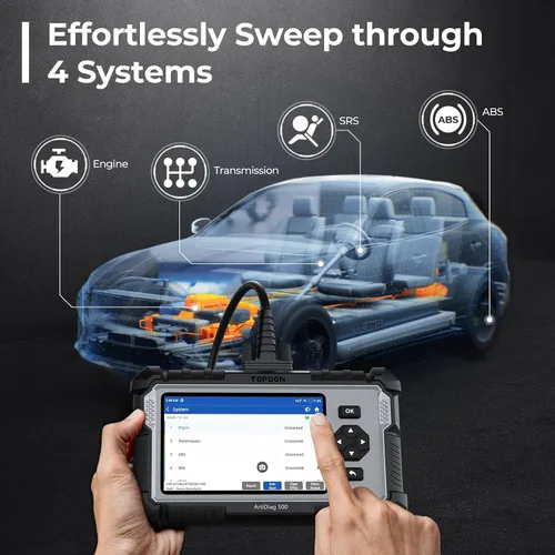 Vista 3 de TOPDON AD500 Escáner OBD2 Lector de Código de Coche Herramienta de Escaneo, Herramienta de Diagnóstico de Transmisión ABS SRS del Motor, Escáner