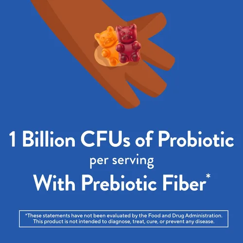 Vista 3 de L'il Critters - Gomitas probióticas para niños, 60 vitaminas gomosas para niños, con fibra prebiótica, 1 mil millones de UFC, sabores variados