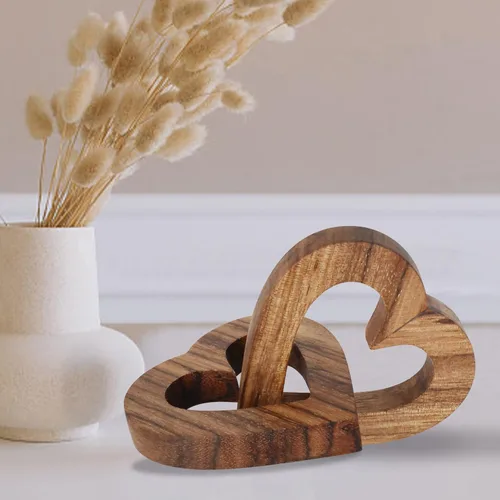 Vista 8 de Lightzz - Adorno de corazón de madera hecho a mano para compromiso, boda, aniversario, día de San Valentín, regalo de cumpleaños para ella, él