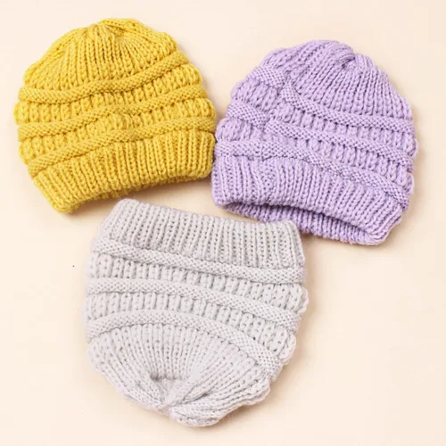 Vista 5 de Womens Cap Winter Warm Knitted Beanie Hat, Baby Hat Casual Boys Girls Autumn Warm Outdoor Knitting Hat Photography Prop (Color Navy Blue)