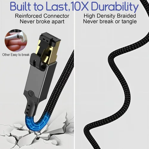 Vista 7 de Herfair Cable Ethernet a USB C Gigabit LAN Cable de Internet 1000Mbps Cable adaptador RJ45 a USB de alta velocidad para laptop, tableta, PC