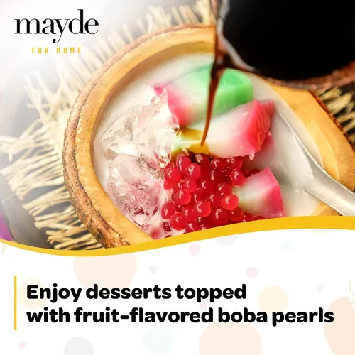Vista 4 de Mayde Bursting Popping Boba Pearls, fresa, mango, fruta de la pasión, kiwi, arándanos, granada, kit de fiesta de 6 sabores (17.28 oz, paquete de 6)
