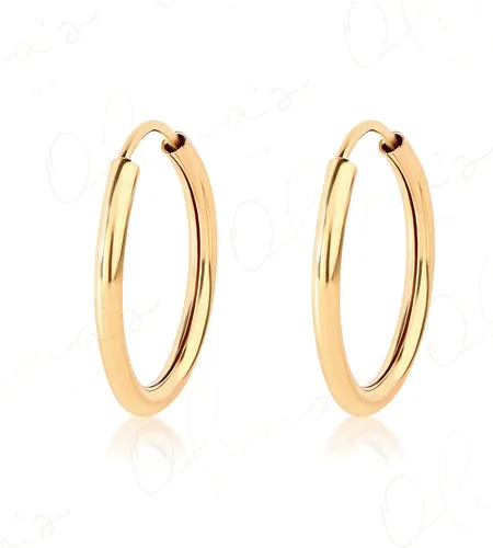 Vista 2 de Aretes de aro sin fin de oro amarillo de 14 quilates (11-0.748x0.051in), Metal