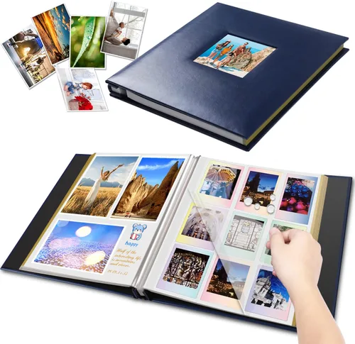 Vista 10 de 1DOT2 Álbum de fotos autoadhesivo, 60 páginas negras autoadhesivas, libro de recuerdos DIY para aniversario, viaje, tapa de cuero, álbum de recortes