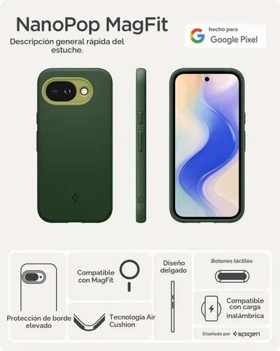 Vista 3 de Spigen Nano Pop MagFit - Carcasa para Pixel 10a, color verde AVO