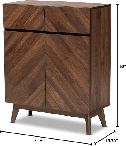 Vista 12 de Baxton Studio Hartman Mid-Century - Gabinete moderno de madera con acabado marrón nogal