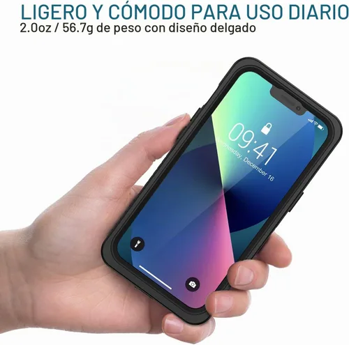 Vista 2 de Lanhiem Funda para iPhone 13, impermeable IP68, a prueba de polvo, a prueba de golpes, con protector de pantalla integrado, carcasa sellada completa