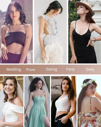 Vista 3 de Sujetador adhesivo sin tirantes, brasier autoadhesivo para mujer, vestido sin espalda con cubiertas para pezones, Desnudo Desnudo, B