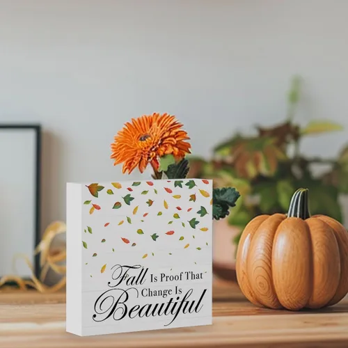 Vista 6 de El otoño es prueba de que el cambio es hermoso - Letrero de decoraciones de otoño para el hogar, oficina, interior, decoración de escritorio