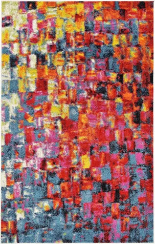 Vista 2 de Unique Loom colección Lyon - Alfombra abstracta y moderna, Polipropileno, Multi/Verde