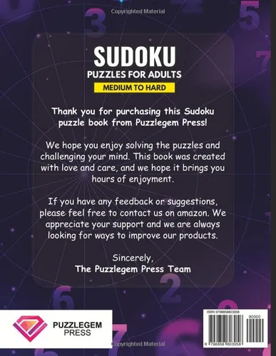 Vista 2 de Sudoku Puzzles For Adults Medium to Hard A Fun and Relaxing 300 Puzzles for Beginners, Adults, and Seniors with Full Solutions