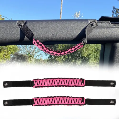 Vista 19 de Asas de agarre para barra antivuelco, mango de agarre Paracord para Ford Bronco, paquete de 2 (color negro)
