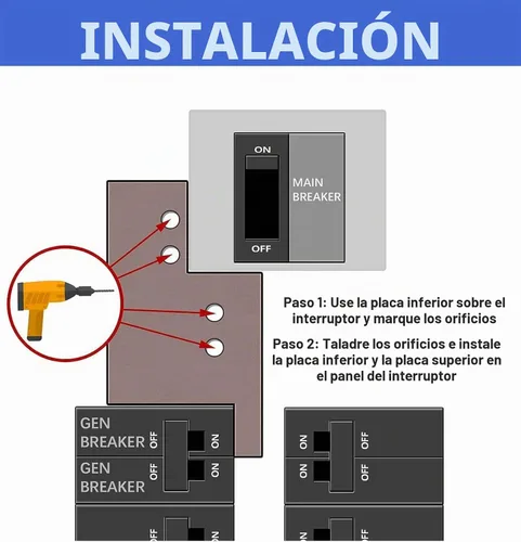 Vista 4 de Kit de bloqueo de generador compatible con Eaton Cutler Hammer Vertical Throw 150 o 200 Amp paneles principales, 2 1/4 pulgadas de espacio entre